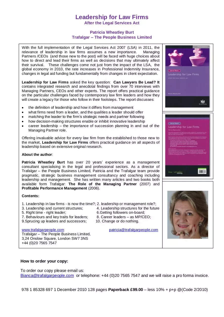 Page 1 of 1, Leadership for Law Firms