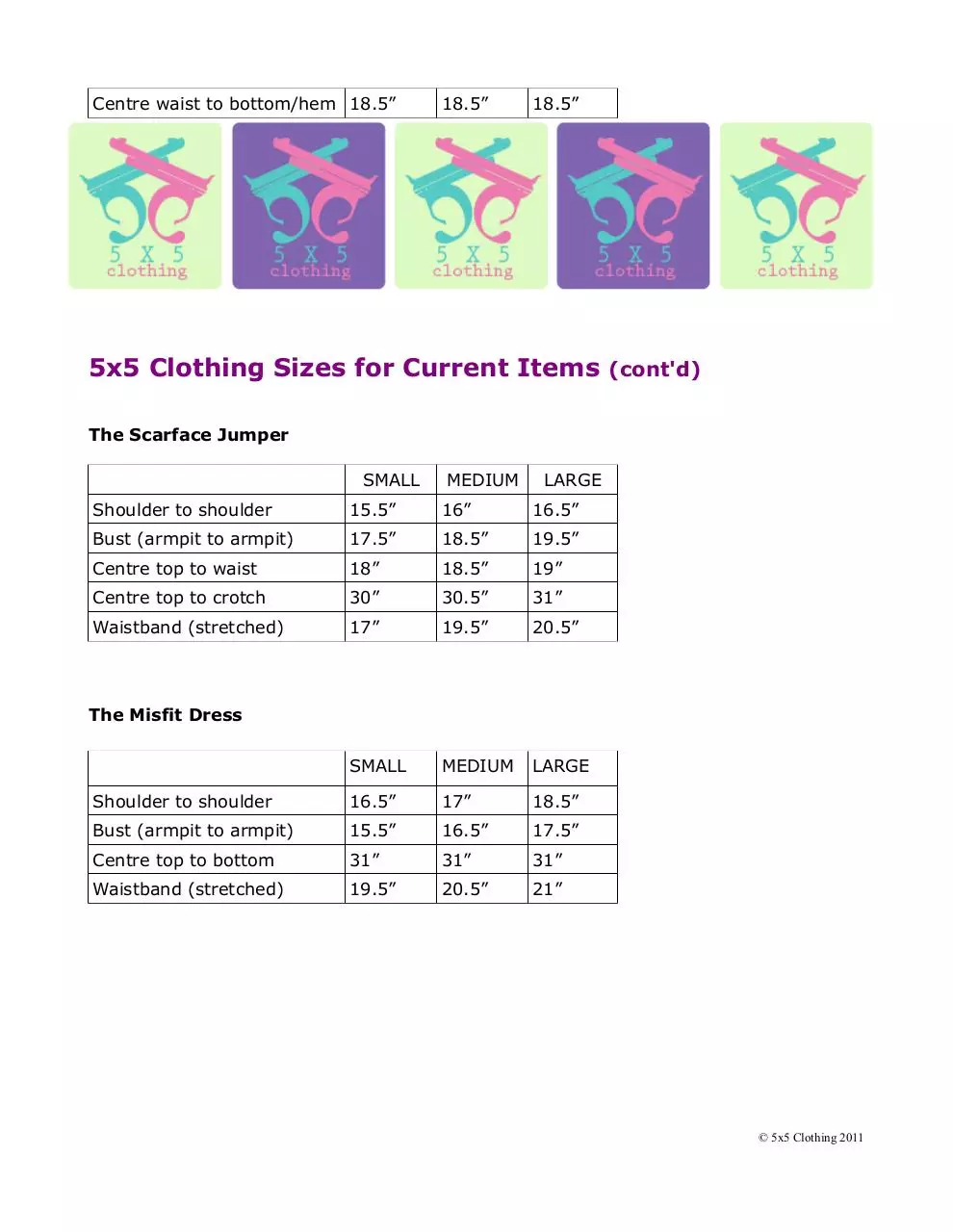 Page 2 of 2, size chart