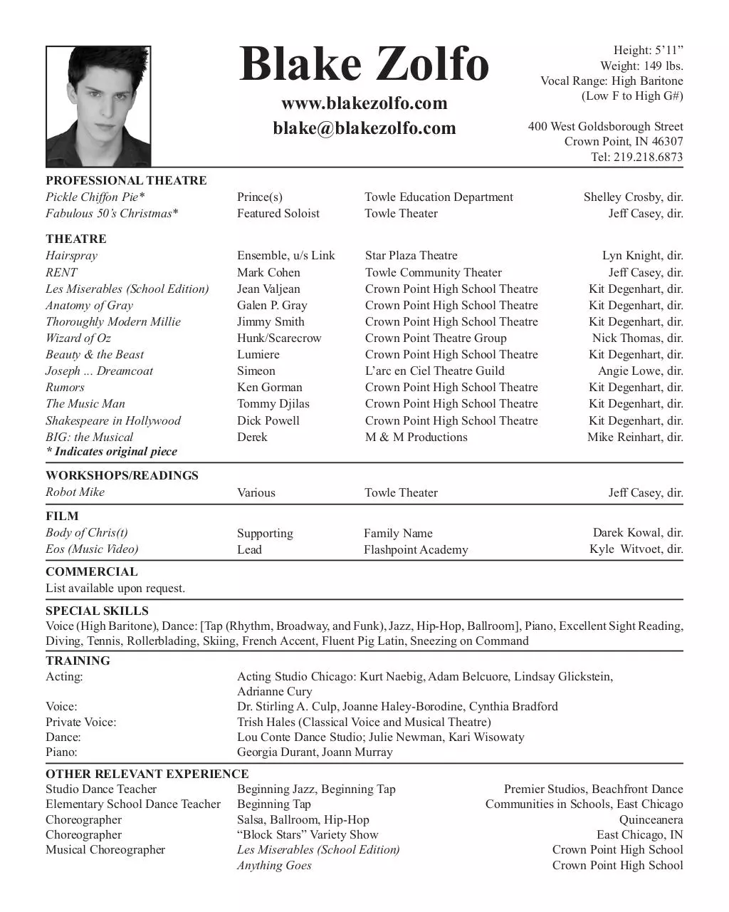 Page 1 of 1, Current Resume