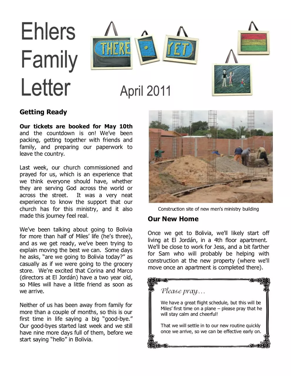 Page 1 of 2, Ehlers Family Letter April 2011
