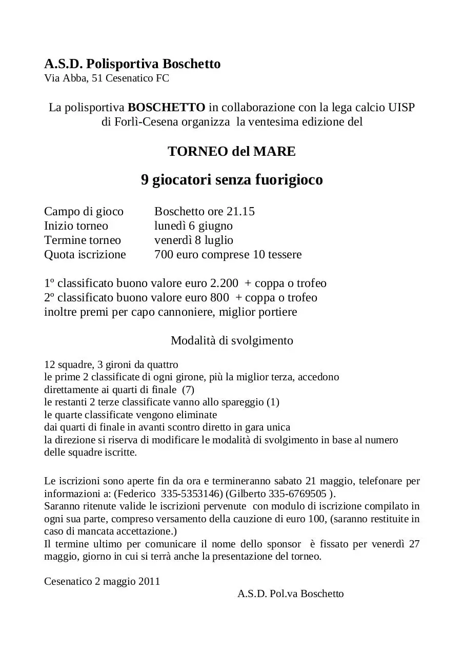 Page 1 of 2, Torneo Boschetto C9 2011