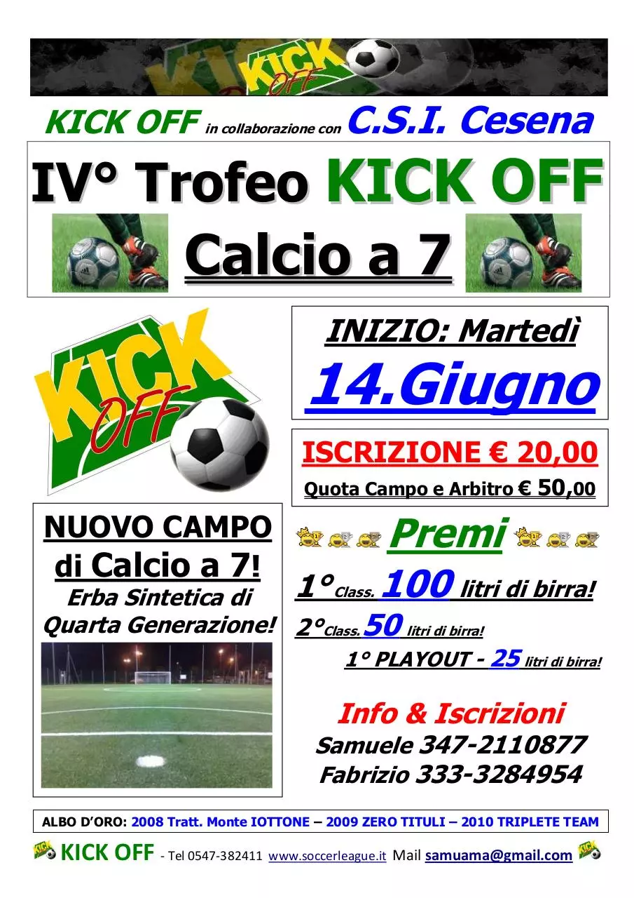 Page 1 of 1, 2011 IV° Trofeo KickOff 7 Locandina