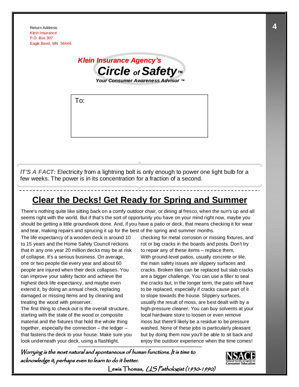 Document preview 2011-May KLEINNewslettercomplete.pdf - page 4/4