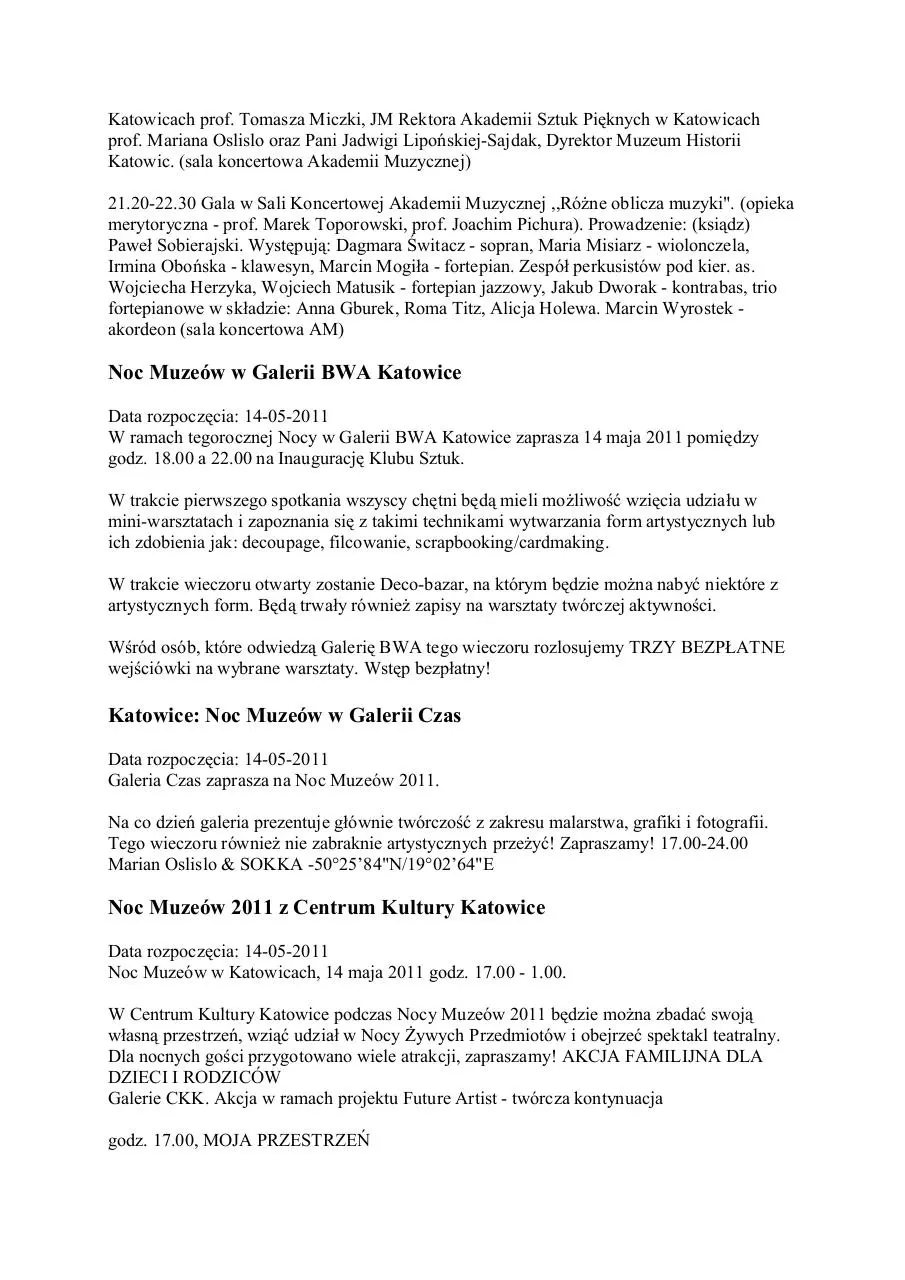 Page 5 of 16, noc muzeów 2011 ÅšlÄ…sk