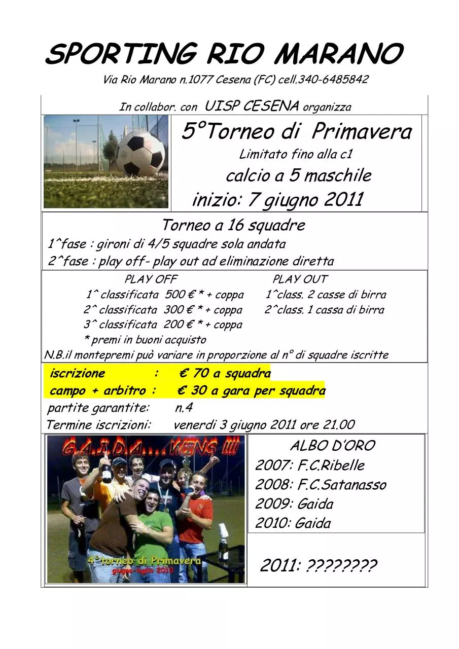 Page 1 of 2, 5° Torneo di primavera Rio Marano
