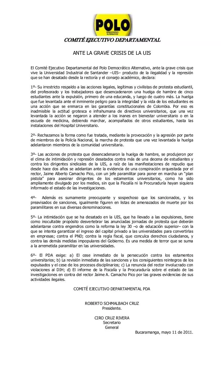 Page 1 of 1, COMUNICADO POLO UIS.