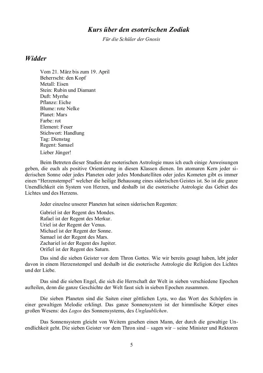 Page 5 of 66, Samael Aun Weor Kurs Uber Den Zodiak