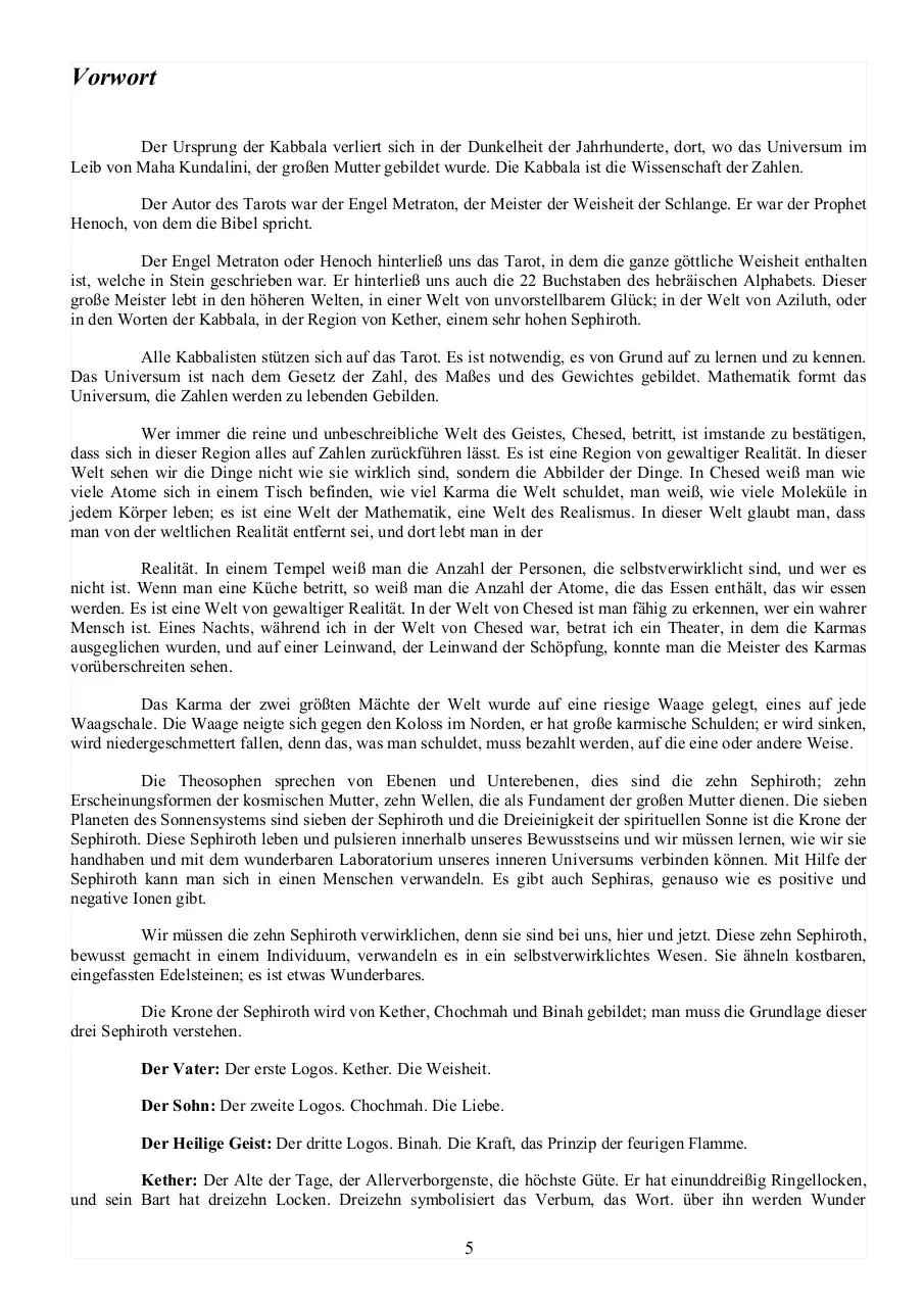 Page 5 of 124, Samael Aun Weor Tarot Und Kabbalah 01