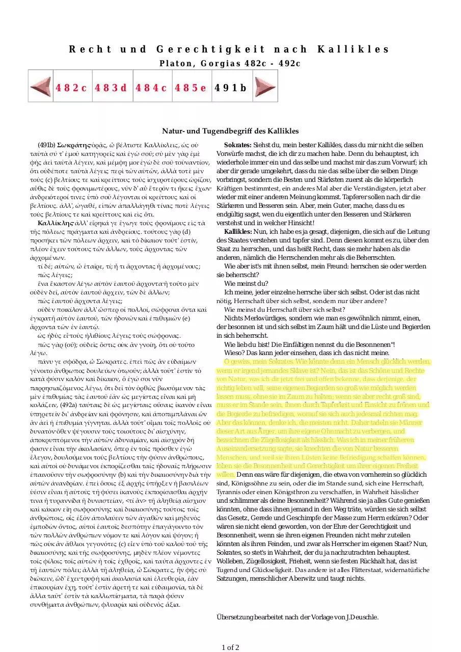 Page 1 of 2, Platon Gorgias Dialog Auszug