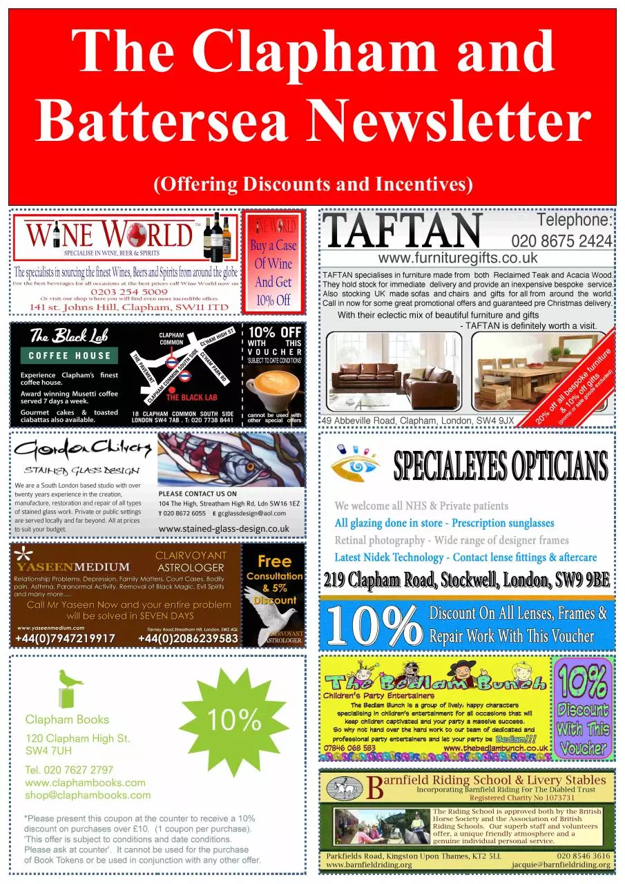 Page 1 of 5, The Clapham and Battersea Newsletter