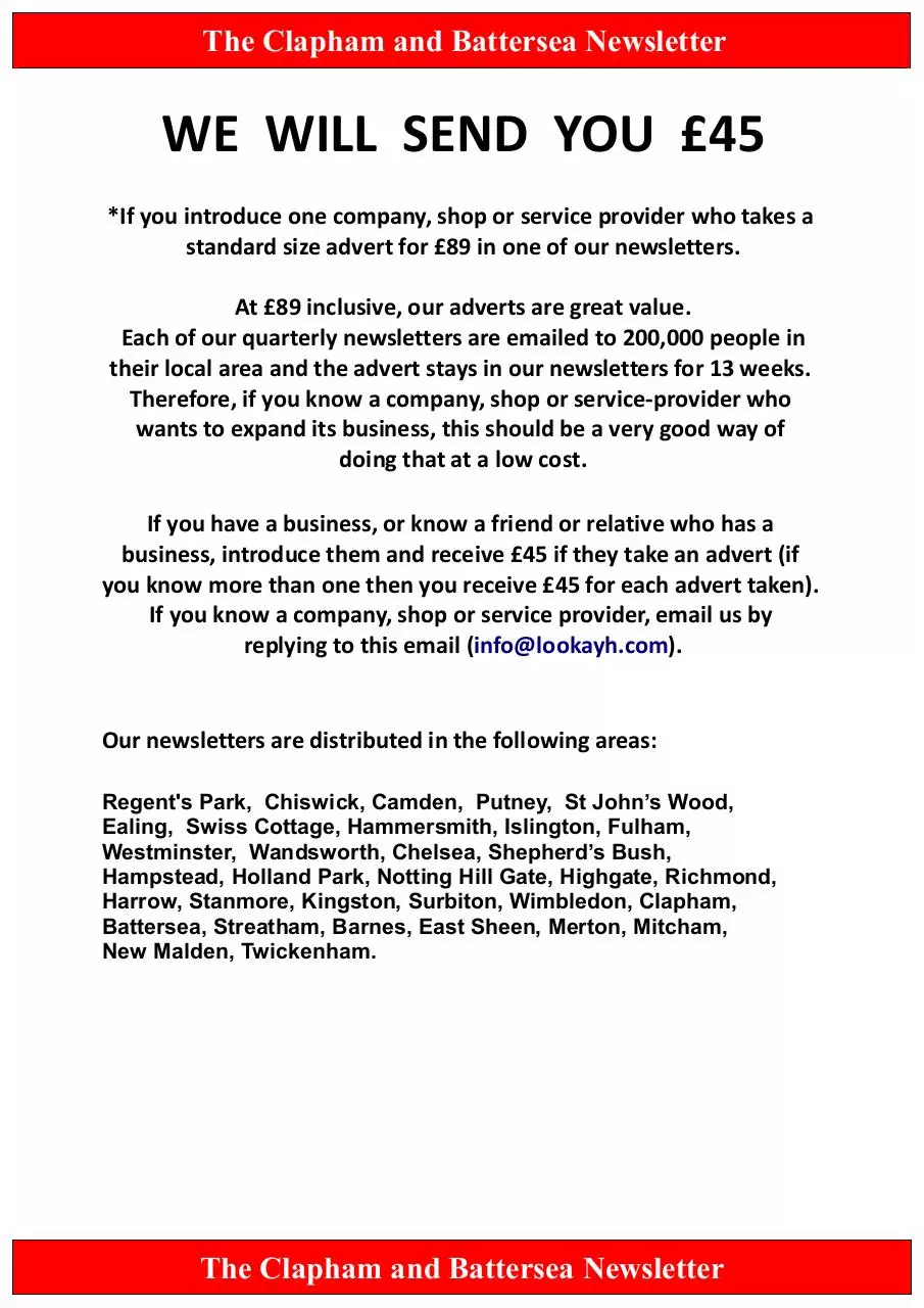 Page 5 of 5, The Clapham and Battersea Newsletter