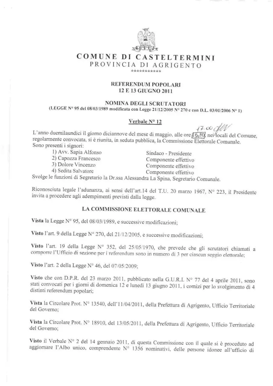 Page 1 of 7, Verbale di nomina degli scrutatori