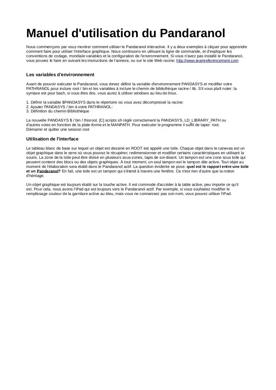 Page 1 of 1, guide utilisateur pandaranol