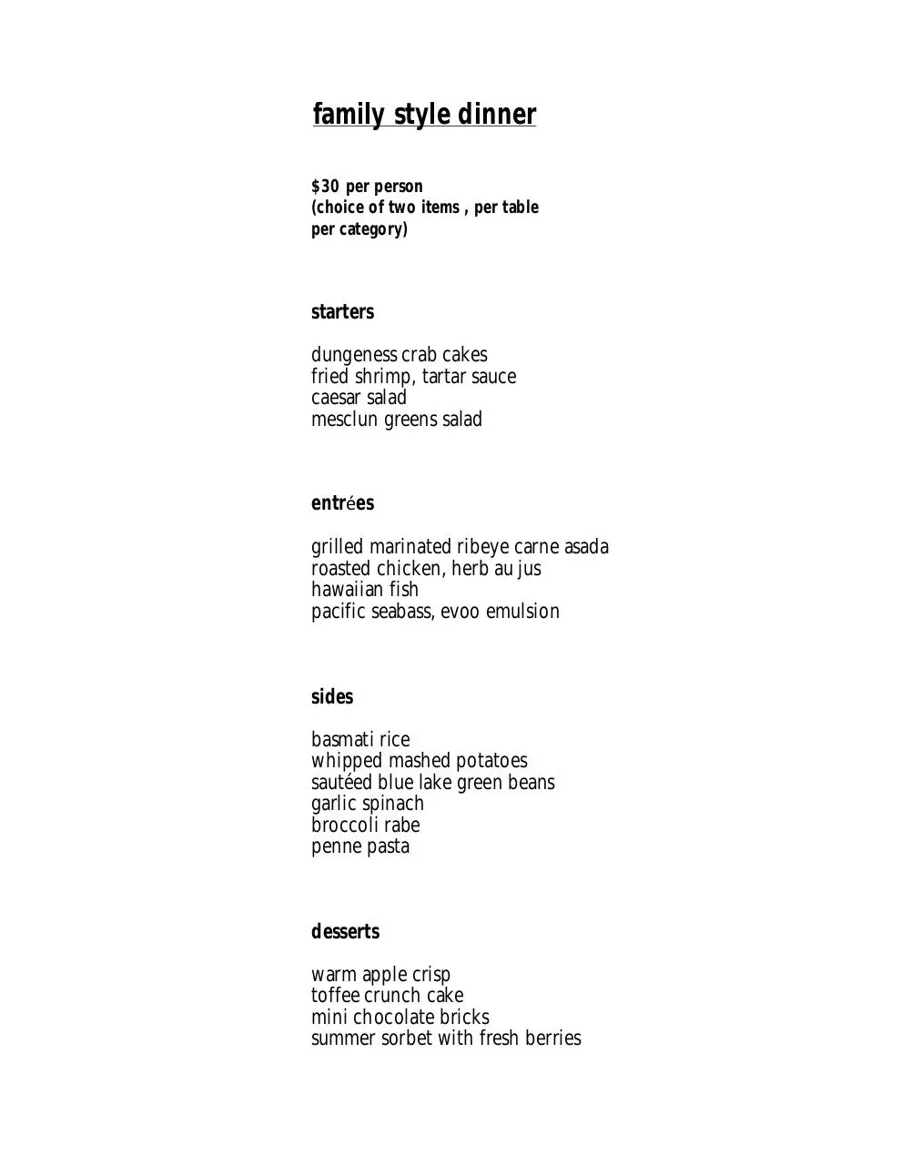 Page 1 of 1, Family Menu