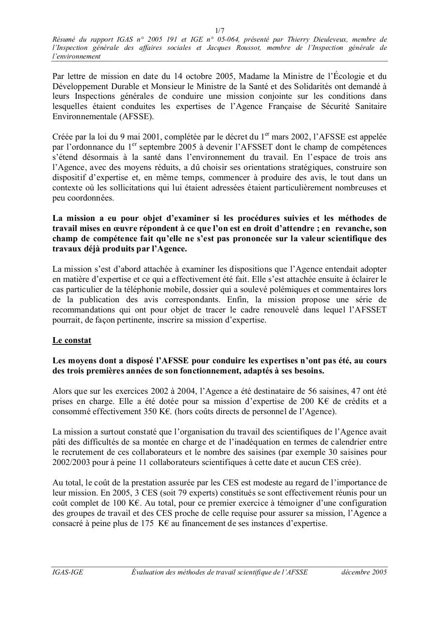 Page 4 of 100, gsm 90 rapport igas afsse 2005 telephonie mobile