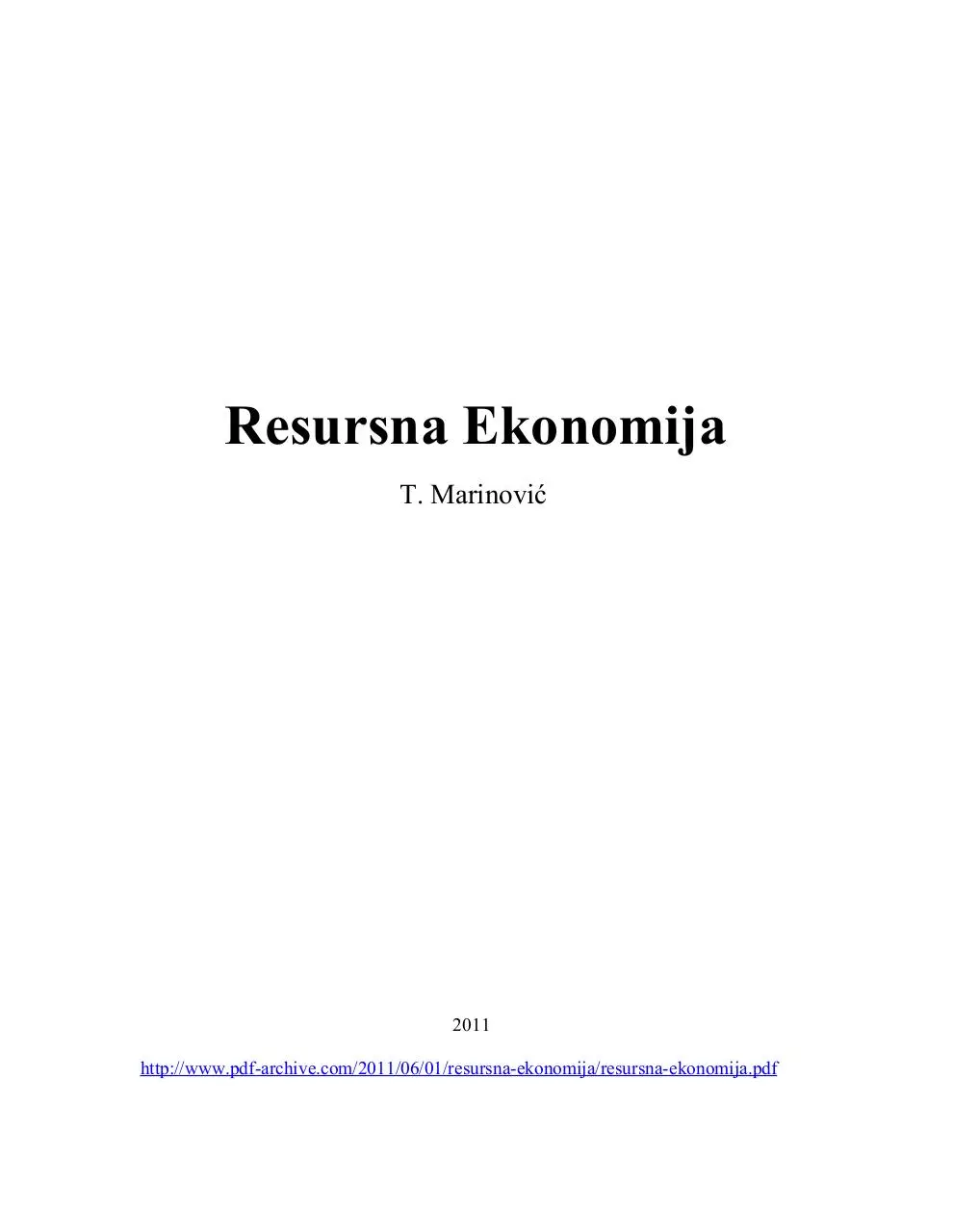 Page 1 of 66, Resursna Ekonomija
