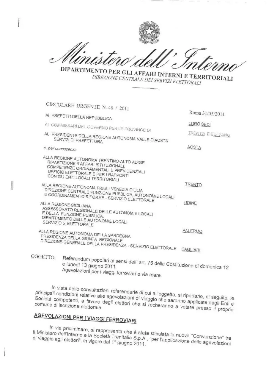 Page 1 of 5, Agevolazioni per viaggi ferroviari e marittimi
