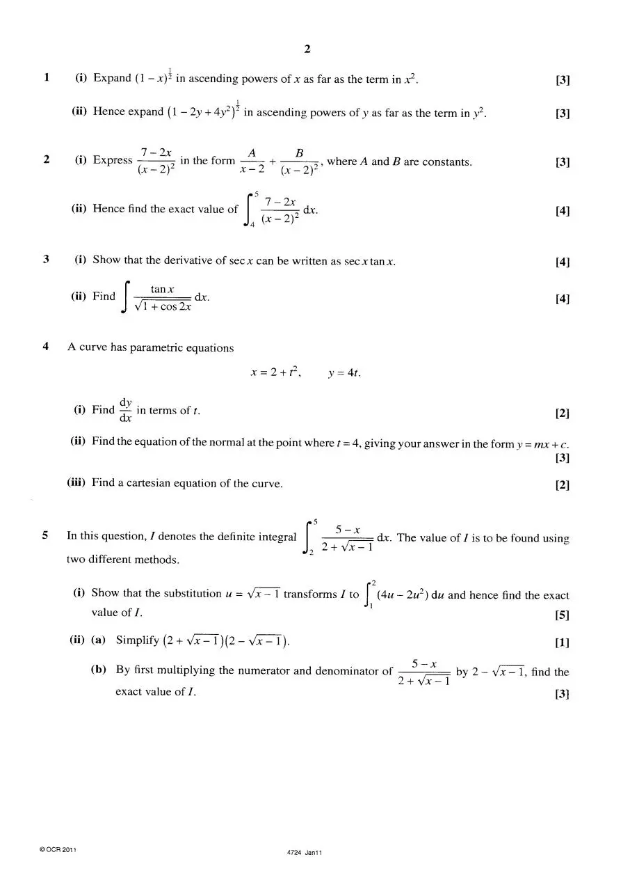 Page 2 of 4, OCR C4 Jan 2011