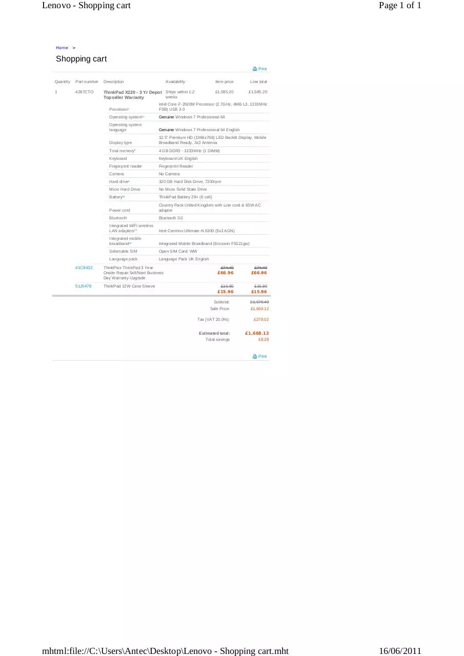Page 1 of 1, LenovoShoppingCart
