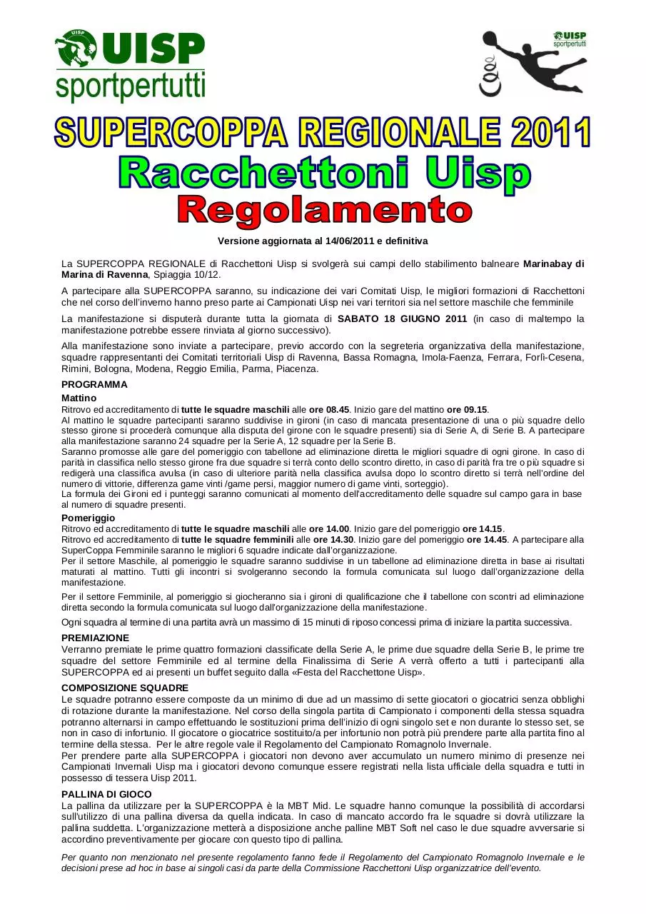 Page 1 of 1, RegolamentoSupercoppa 2011bis