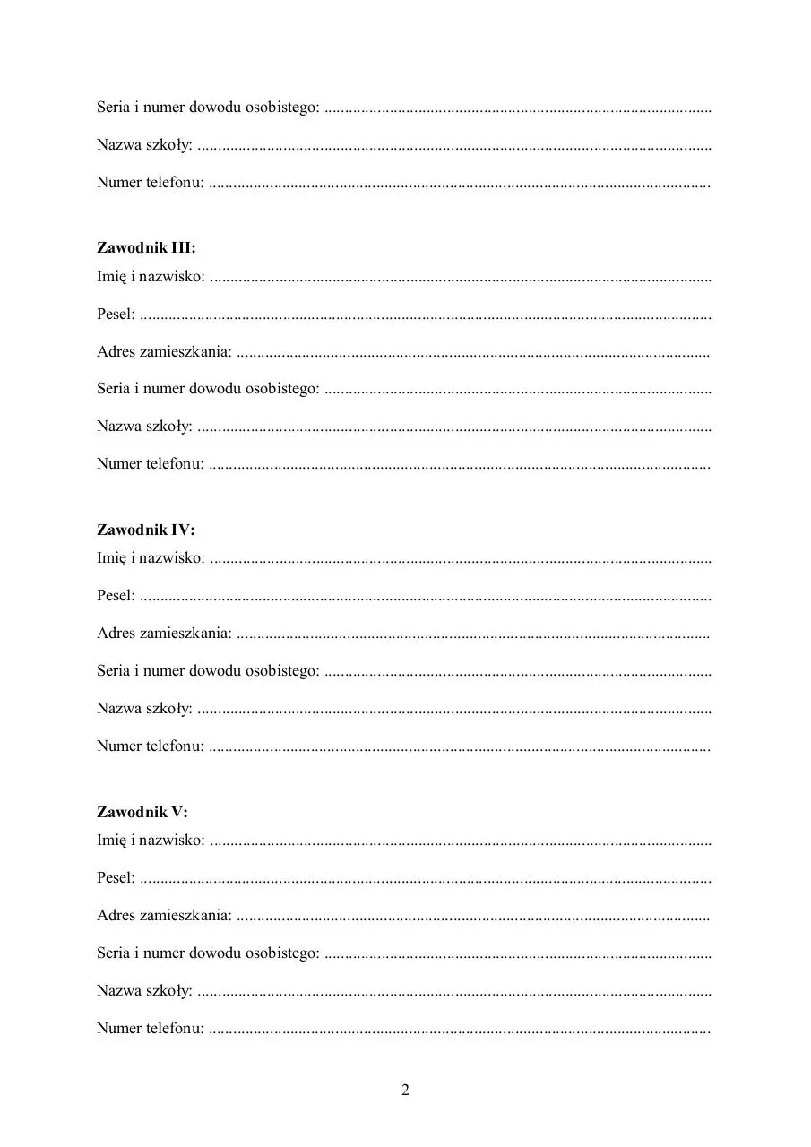 Page 2 of 4, Karta Zgłoszeniowa 1