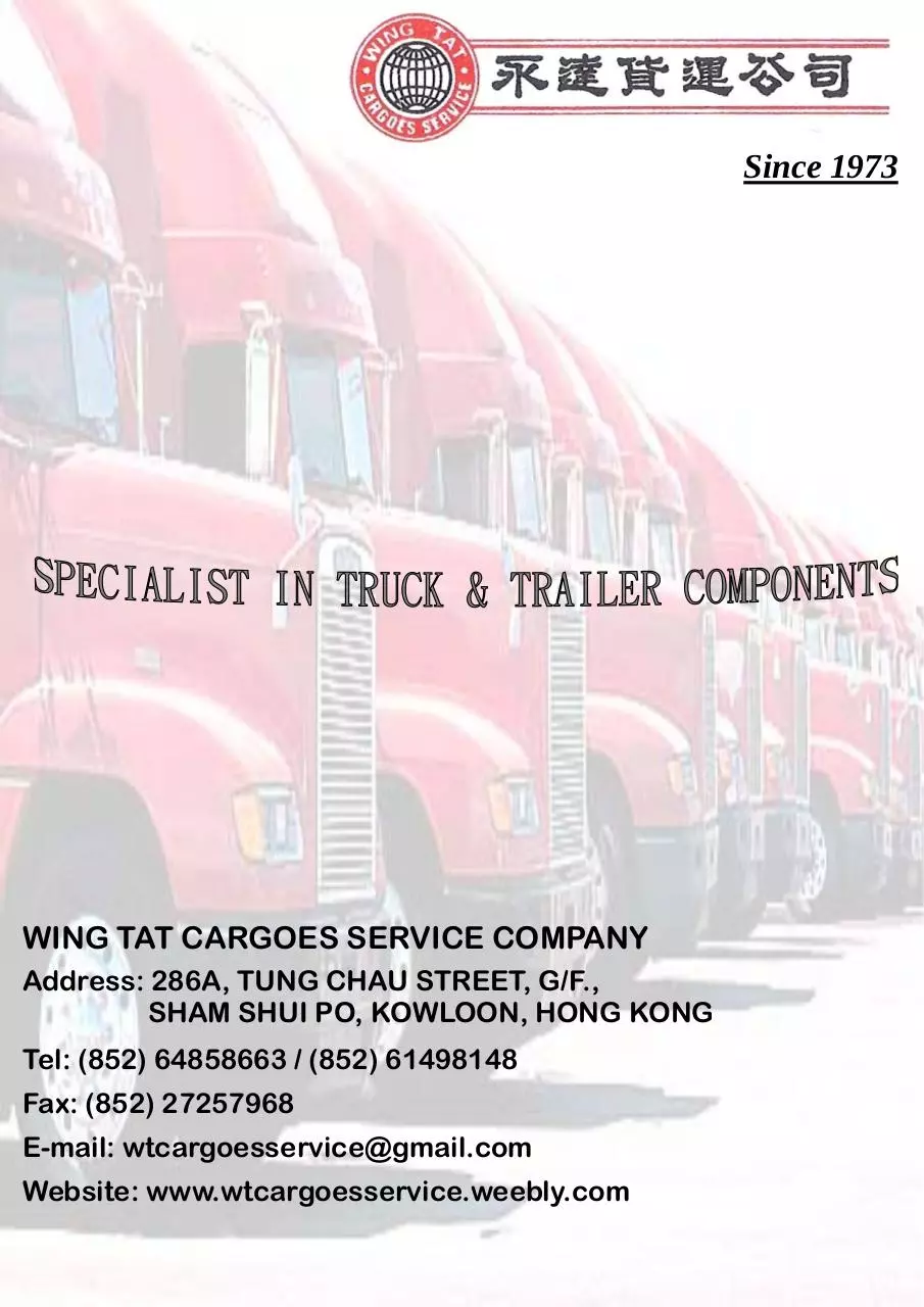Page 1 of 18, Wing Tat Cargo Service Co 2011 updated Catalogue