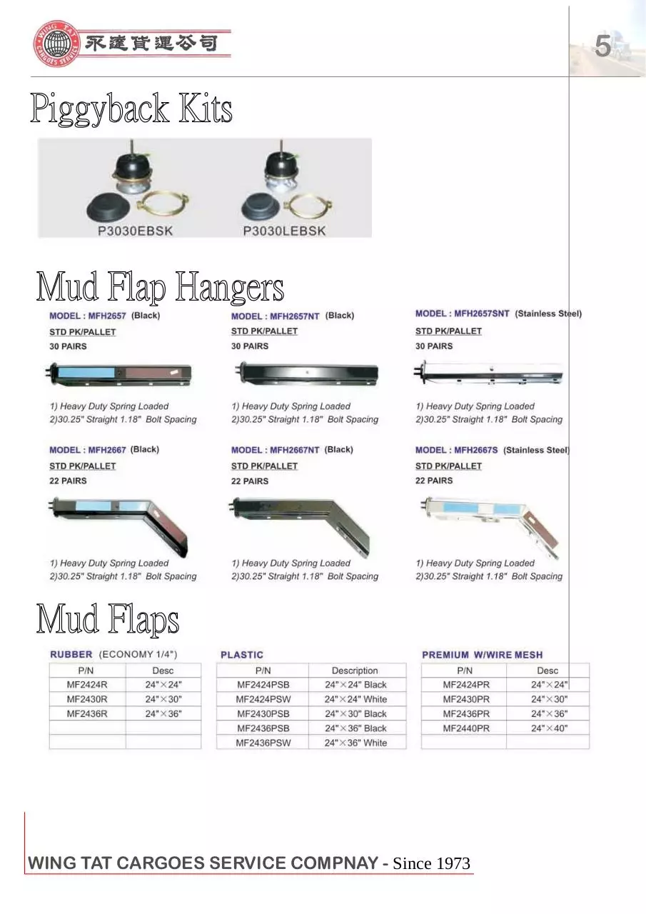 Page 5 of 18, Wing Tat Cargo Service Co 2011 updated Catalogue