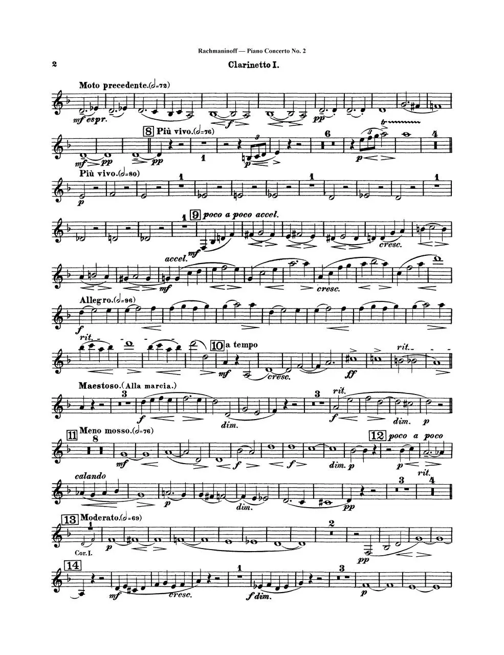 Page 2 of 13, Rach 2 Clarinets