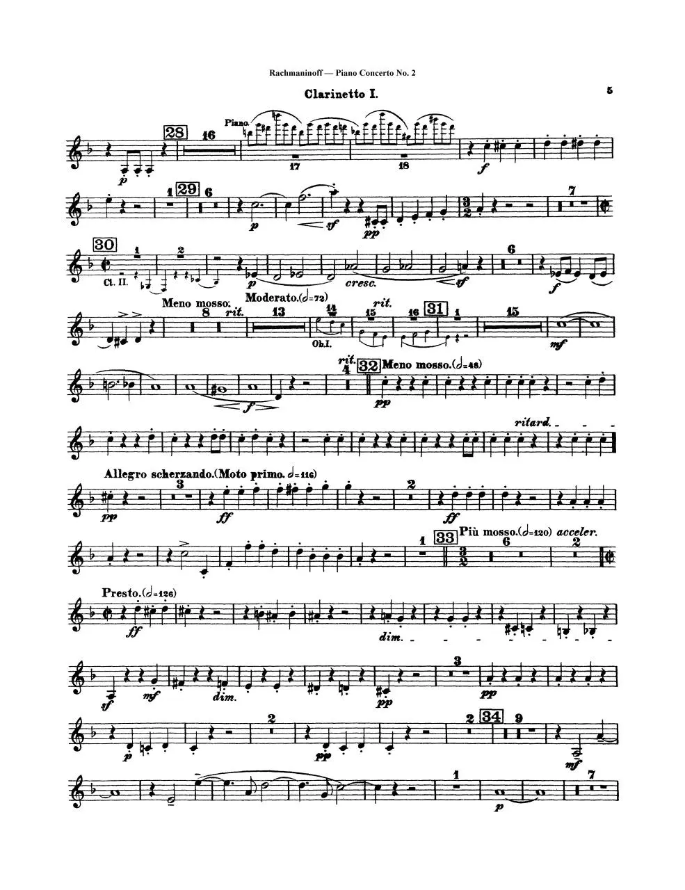 Page 5 of 13, Rach 2 Clarinets