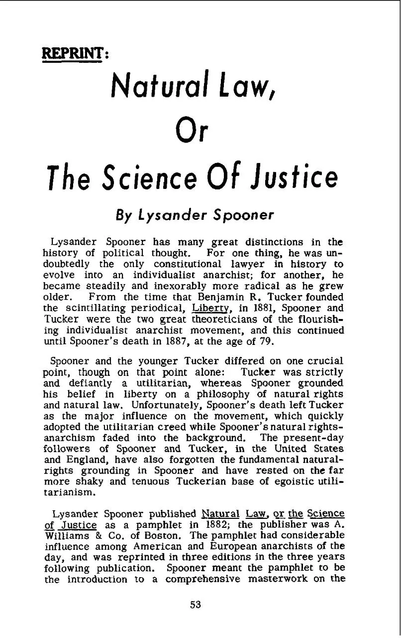 Page 1 of 15, Lysander Spooner Science of Justice