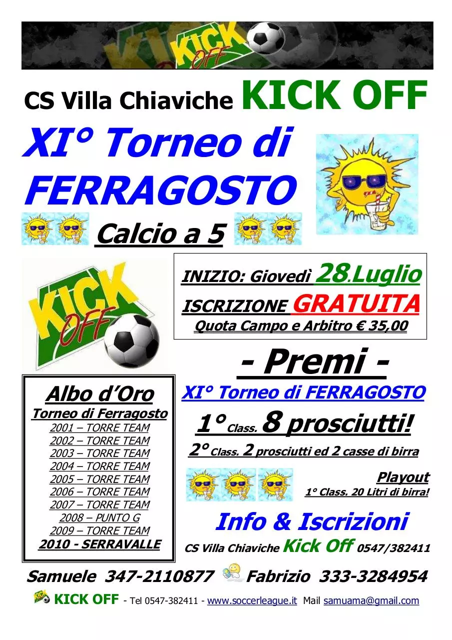 Page 1 of 1, 2011 XI° Torneo di FERRAGOSTO LOCANDINA