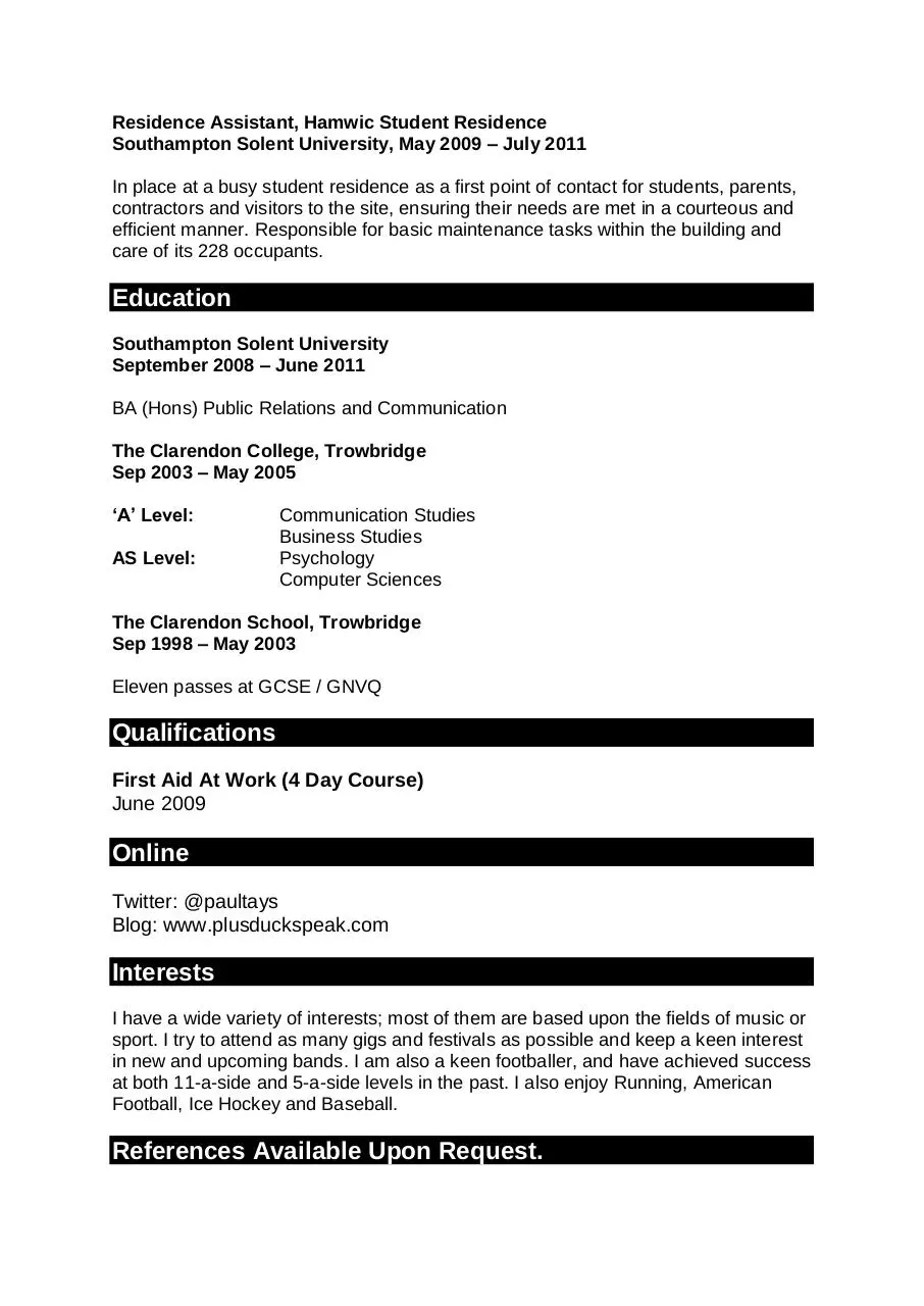 Page 2 of 2, Paul Taylor CV 2011