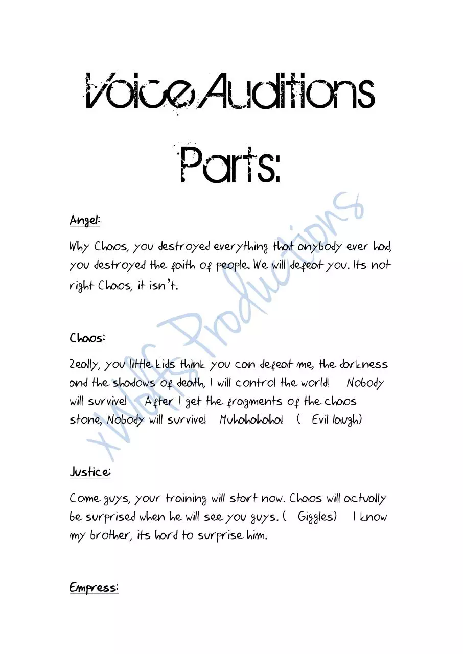 Page 1 of 4, TimelessLifeAoiceAuditions