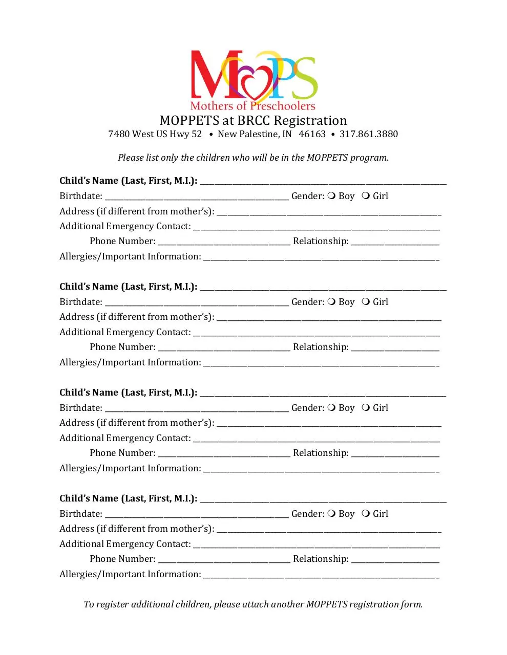 Page 2 of 2, MOPS at BRCC Registration