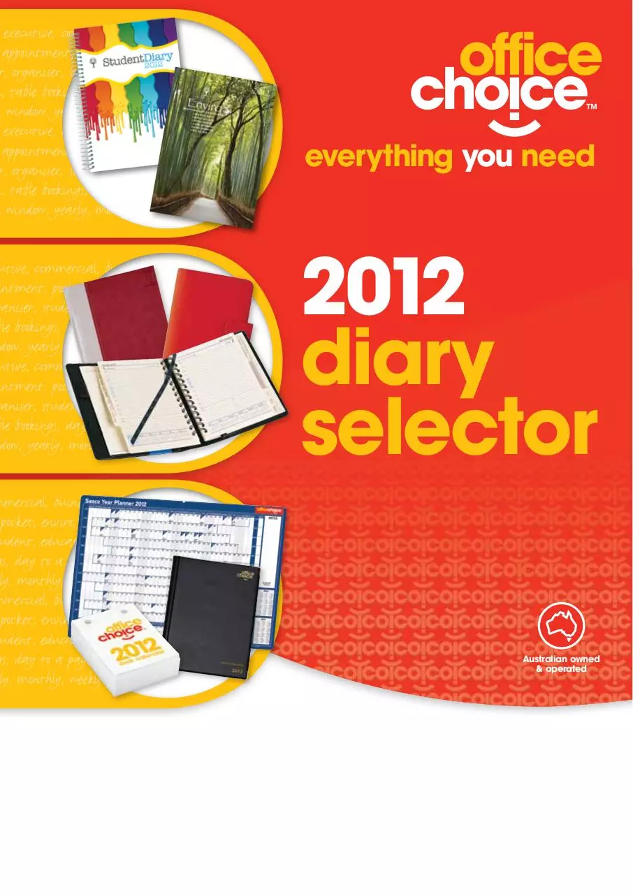 Page 1 of 16, OC Diary Brochure 2012