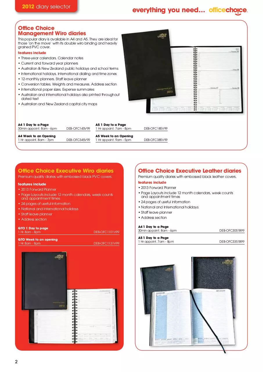 Page 2 of 16, OC Diary Brochure 2012