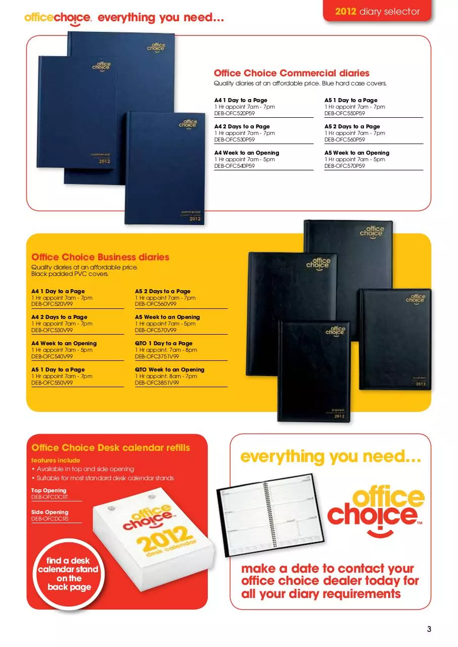 Page 3 of 16, OC Diary Brochure 2012