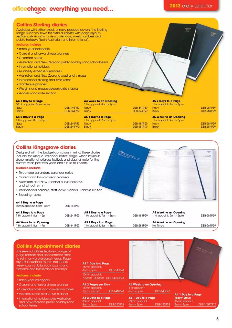 Page 5 of 16, OC Diary Brochure 2012