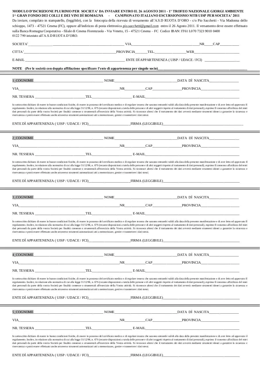 Page 1 of 2, 03 2011 MTB Campionato Italiano Preiscrizione societa 3