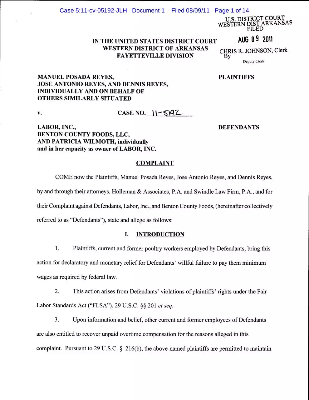 Page 1 of 14, #1 Complaint