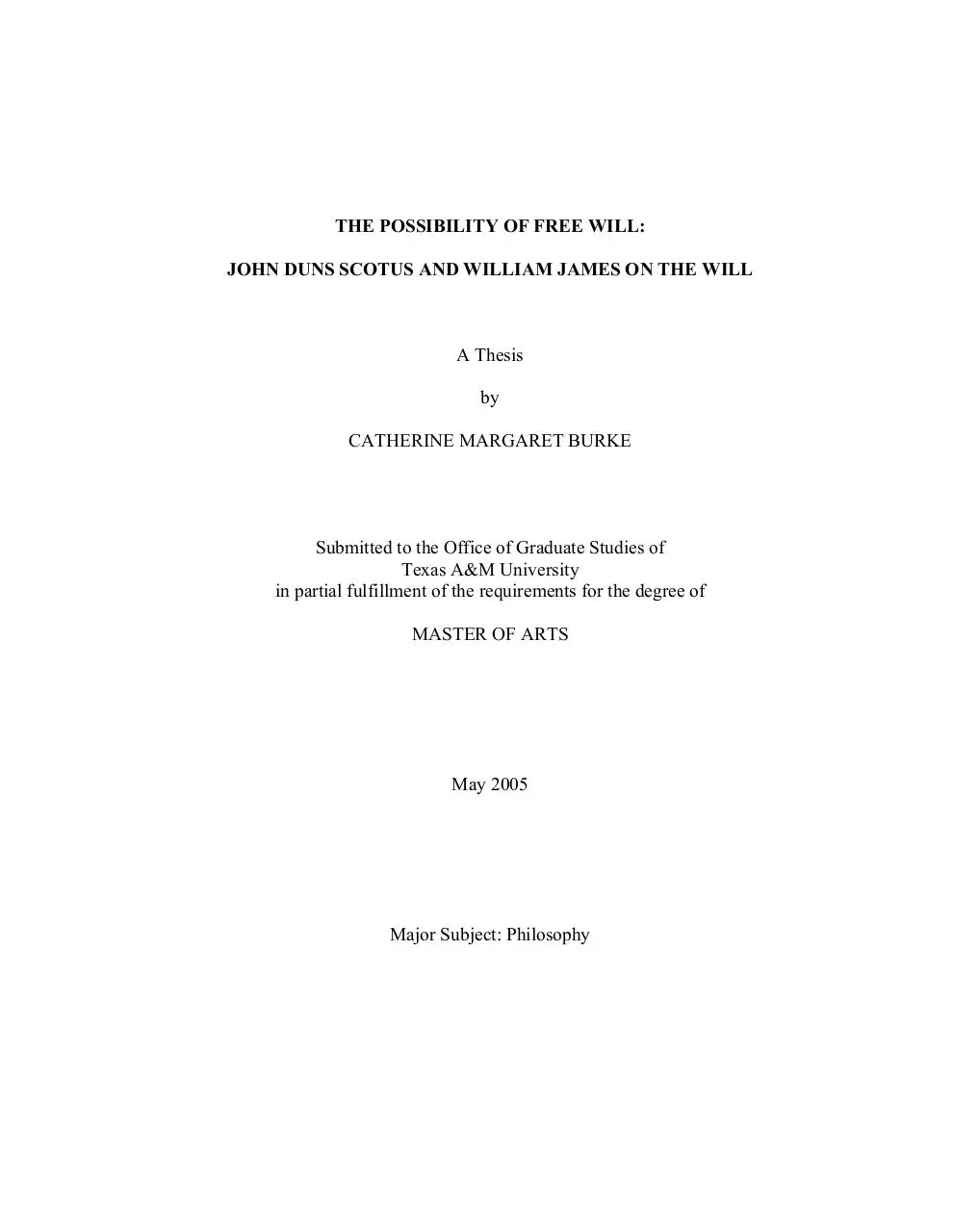 Page 1 of 72, thesis BurkeDunsScotus&W.JamesWill