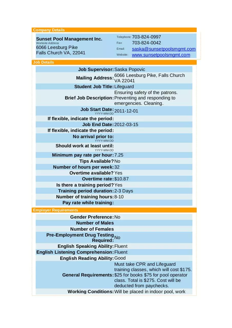 Page 1 of 3, Sunset Pool Management Inc.