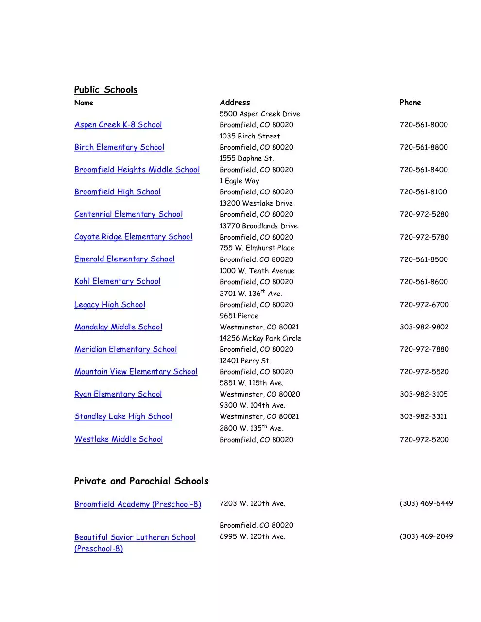 Page 1 of 2, Broomfield Schools