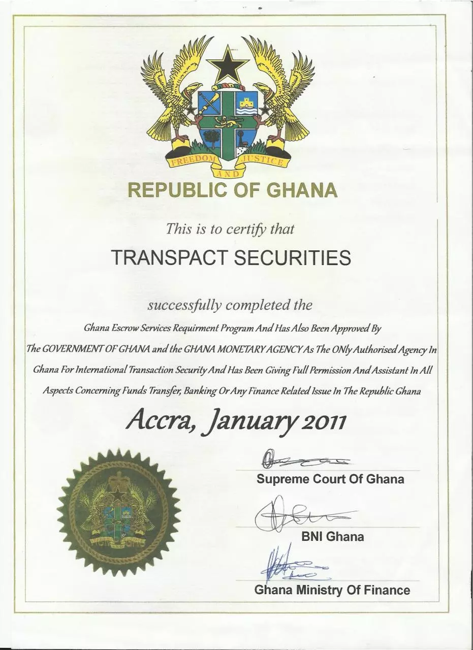 Page 1 of 1, TRANSPACT License of Operation