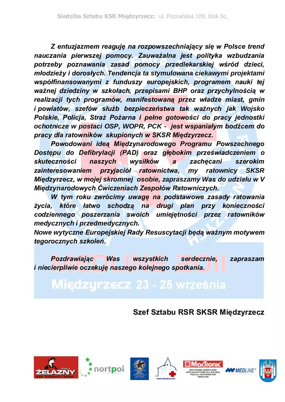 Page 1 of 10, MEDLINE 2011 PROGRAM REGULAMIN