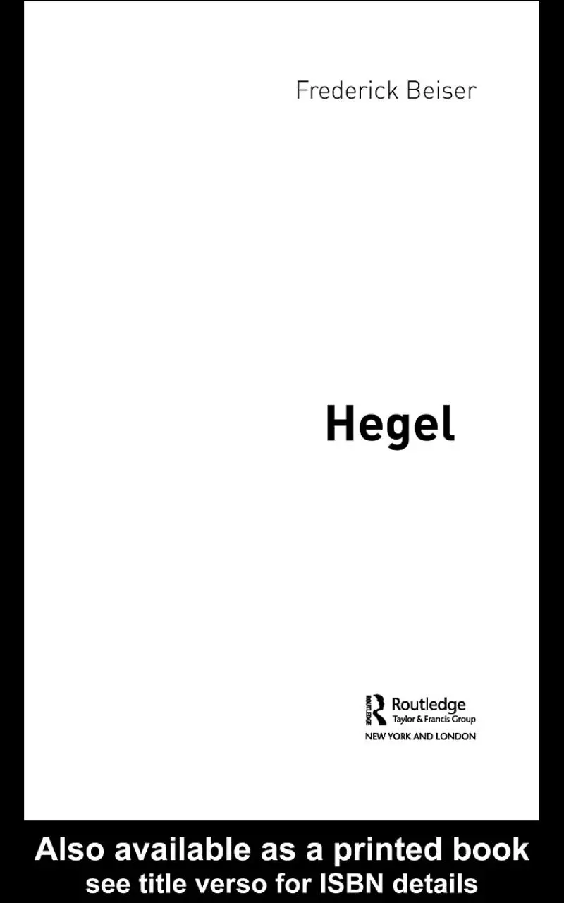 Page 1 of 374, Beiser Hegel (The Routledge Philosophers)