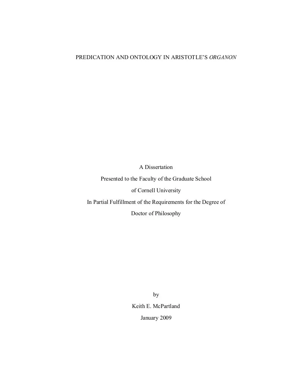 Page 1 of 394, DissMcPartlandPredictionOntologyAristoOrganon