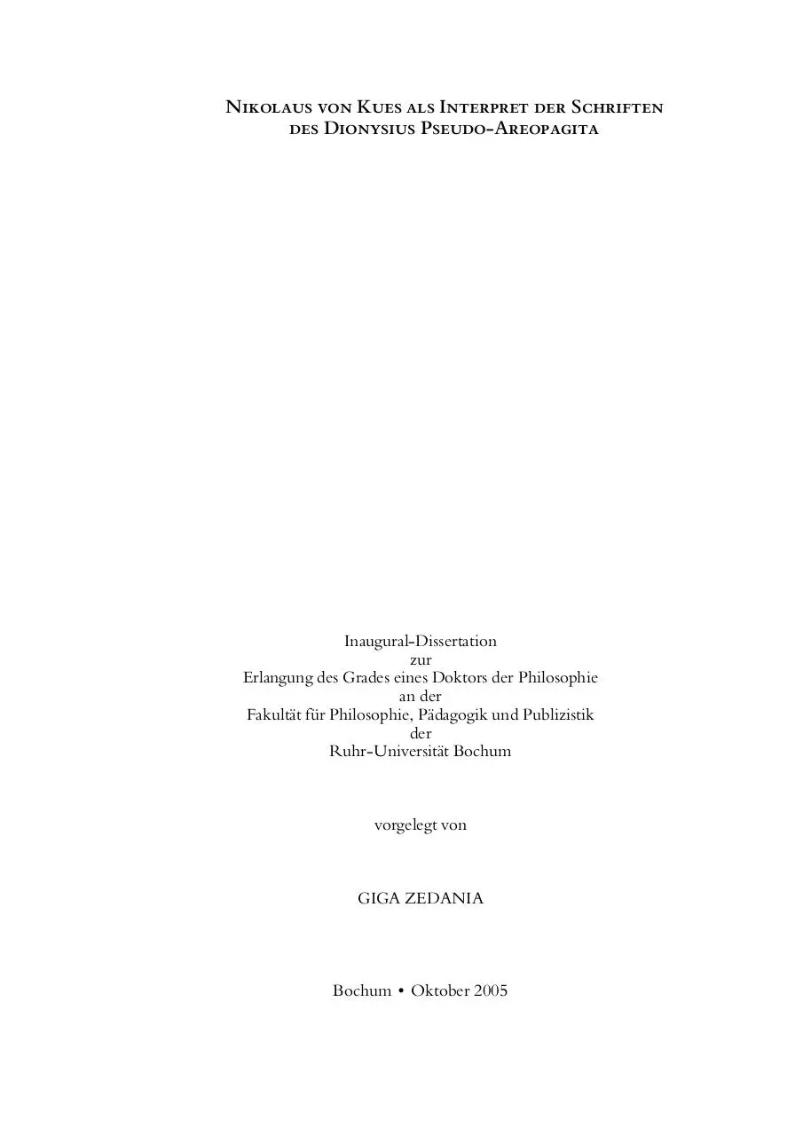 Page 1 of 213, dissZedaniaDionysiosAreopagit&NicolasCusanus