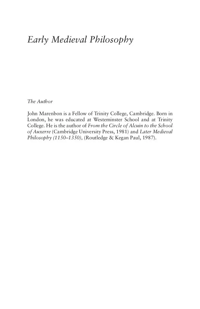 Page 2 of 214, MarenbonEarly Medieval Philosophy (480 1150) An Introduction