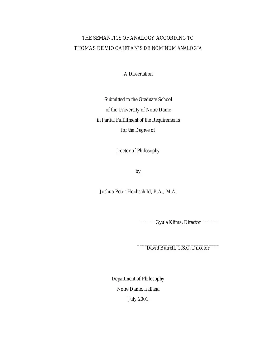 Page 1 of 279, ThesisHochschildAnalogyCajetansDeNominumAnalogia